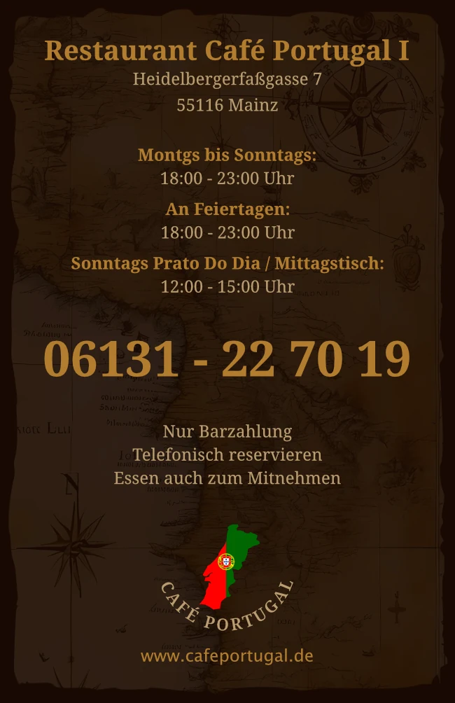 Cafe Portugal Visitenkarte Rückseite